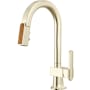 Brizo Frank Lloyd Wright 1.8 GPM Single Hole Pull Down Prep Kitchen Faucet with Arc Spout and Wood Inlay - Less Handle Brilliance Polished Nickel / Wood