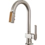 Brizo Frank Lloyd Wright 1.8 GPM Single Hole Pull Down Prep Kitchen Faucet with Arc Spout and Wood Inlay - Less Handle Brilliance Stainless / Wood