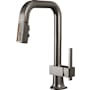 Brizo Frank Lloyd Wright 1.8 GPM Single Hole Pull Down Prep Kitchen Faucet with Square Spout and Wood/Concrete Inlay - Less Handle Brilliance Black Onyx / Wood