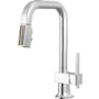 Brizo Frank Lloyd Wright 1.8 GPM Single Hole Pull Down Prep Kitchen Faucet with Square Spout and Wood/Concrete Inlay - Less Handle Polished Chrome / Teak Wood