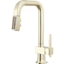 Brizo Frank Lloyd Wright 1.8 GPM Single Hole Pull Down Prep Kitchen Faucet with Square Spout and Wood/Concrete Inlay - Less Handle Brilliance Polished Nickel / Wood