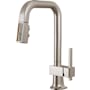 Brizo Frank Lloyd Wright 1.8 GPM Single Hole Pull Down Prep Kitchen Faucet with Square Spout and Wood/Concrete Inlay - Less Handle Brilliance Stainless / Wood