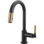 Brizo Litze 1.8 GPM Single Hole Pull Down Prep/Bar Faucet Matte Black / Luxe Gold