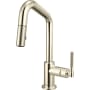 Brizo Litze 1.8 GPM Single Hole Pull Down Prep/Bar Faucet with Angled Spout Brilliance Polished Nickel