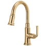 Brizo Rook 1.8 GPM Single Hole Pull Down Prep/Bar Faucet with MagneDock - Limited Lifetime Warranty Polished Gold