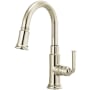 Brizo Rook 1.8 GPM Single Hole Pull Down Prep/Bar Faucet with MagneDock - Limited Lifetime Warranty Brilliance Polished Nickel