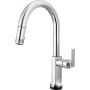 Brizo Kintsu 1.8 GPM Single Hole Pull Down Kitchen Faucet with On/Off Touch Activation and Arc Spout - Less Handle Lumicoat Chrome