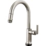 Brizo Kintsu 1.8 GPM Single Hole Pull Down Kitchen Faucet with On/Off Touch Activation and Arc Spout - Less Handle Lumicoat Stainless