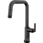 Brizo Kintsu 1.8 GPM Single Hole Pull Down Kitchen Faucet with On/Off Touch Activation and Square Spout - Less Handle Matte Black