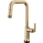 Brizo Kintsu 1.8 GPM Single Hole Pull Down Kitchen Faucet with On/Off Touch Activation and Square Spout - Less Handle Lumicoat Luxe Gold