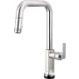 Brizo Kintsu 1.8 GPM Single Hole Pull Down Kitchen Faucet with On/Off Touch Activation and Square Spout - Less Handle Lumicoat Chrome
