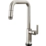 Brizo Kintsu 1.8 GPM Single Hole Pull Down Kitchen Faucet with On/Off Touch Activation and Square Spout - Less Handle Lumicoat Stainless