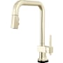 Brizo Frank Lloyd Wright 1.8 GPM Single Hole SmartTouch Pull Down Kitchen Faucet with On/Off Touch Activation, Square Spout - Less Handle Brilliance Polished Nickel