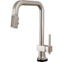 Brizo Frank Lloyd Wright 1.8 GPM Single Hole Smart Touch Pull Down Kitchen Faucet with Square Spout and Wood/Concrete Inlay - Less Handle Brilliance Stainless / Wood