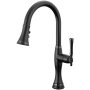 Brizo Tulham 1.8 GPM Single Hole Pull Down Kitchen Faucet with On/Off Touch Activation and Magnetic Docking Spray Head Matte Black / Brilliance Black Onyx