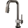 Brizo Frank Lloyd Wright 1.8 GPM Single Hole SmartTouch Pull Down Prep Kitchen Faucet with On/Off Touch Activation, Square Spout and Wood/Concrete Inlay - Less Handle Brilliance Black Onyx / Wood
