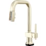 Brizo Frank Lloyd Wright 1.8 GPM Single Hole SmartTouch Pull Down Prep Kitchen Faucet with On/Off Touch Activation, Square Spout and Wood/Concrete Inlay - Less Handle Brilliance Polished Nickel / Wood