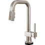 Brizo Frank Lloyd Wright 1.8 GPM Single Hole SmartTouch Pull Down Prep Kitchen Faucet with On/Off Touch Activation, Square Spout and Wood/Concrete Inlay - Less Handle Brilliance Stainless / Wood