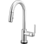 Brizo Litze 1.8 GPM Single Hole Pull Down Prep/Bar Faucet with On/Off Touch Activation, Arc Spout and Industrial Handle Chrome