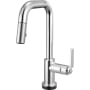 Brizo Litze 1.8 GPM Single Hole Pull Down Prep/Bar Faucet with On/Off Touch Activation, Square Spout and Industrial Handle Chrome