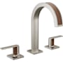 Brizo Frank Lloyd Wright 1.2 GPM Widespread Bathroom Faucet - Less Handles and Drain Assembly Luxe Nickel / Teak Wood