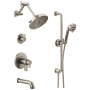 Brizo Litze Thermostatic Tub and Shower System with Shower Head and Hand Shower Less Handles - Rough-in Valve Included Luxe Nickel