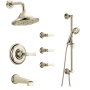 Brizo Sensori Custom Thermostatic Shower System with Showerhead, Volume Controls, Handshower, and Tub Spout - Valves Included Brilliance Polished Nickel