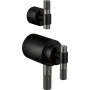 Brizo Litze Handle Kit for Thermostatic Valve Trim with Integrated Diverter and Volume Control - T-Lever Handles Matte Black / Luxe Steel