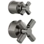 Brizo Invari Pressure Balance Valve Trim Cross Handle with Diverter Cross Handle Trim Kit Luxe Steel