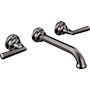 Brizo Beauclere 1.2 GPM Wall Mounted Widespread Bathroom Faucet - Less Drain, Handles and Rough In Brilliance Black Onyx