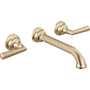 Brizo Beauclere 1.2 GPM Wall Mounted Widespread Bathroom Faucet - Less Drain, Handles and Rough In Luxe Gold