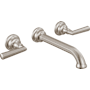 Brizo Beauclere 1.2 GPM Wall Mounted Widespread Bathroom Faucet - Less Drain, Handles and Rough In Luxe Nickel