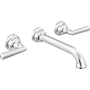 Brizo Beauclere 1.2 GPM Wall Mounted Widespread Bathroom Faucet - Less Drain, Handles and Rough In Chrome