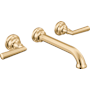 Brizo Beauclere 1.2 GPM Wall Mounted Widespread Bathroom Faucet - Less Drain, Handles and Rough In Polished Gold