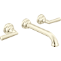Brizo Beauclere 1.2 GPM Wall Mounted Widespread Bathroom Faucet - Less Drain, Handles and Rough In Brilliance Polished Nickel