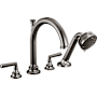 Brizo Beauclere Deck Mounted Roman Tub Filler with Integrated Diverter and Hand Shower - Less Handles and Rough In Brilliance Black Onyx