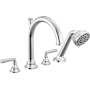 Brizo Beauclere Deck Mounted Roman Tub Filler with Integrated Diverter and Hand Shower - Less Handles and Rough In Chrome