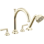 Brizo Beauclere Deck Mounted Roman Tub Filler with Integrated Diverter and Hand Shower - Less Handles and Rough In Brilliance Polished Nickel