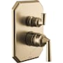 Brizo Beauclere Pressure Balanced Valve Trim with Integrated 3 Function Diverter for Two Shower Applications - Less Rough-In and Handles Luxe Gold