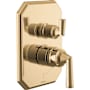 Brizo Beauclere Pressure Balanced Valve Trim with Integrated 3 Function Diverter for Two Shower Applications - Less Rough-In and Handles Polished Gold