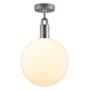 Buster + Punch Forked 11" Wide LED Semi-Flush Globe Ceiling Fixture with Glass Shade Steel / Opal