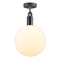 Buster + Punch Forked 11" Wide LED Semi-Flush Globe Ceiling Fixture with Glass Shade Gun Metal / Opal