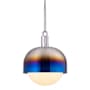 Buster + Punch Forked 13" Wide LED Pendant with Metal and Glass Shade Burnt Steel / Opal