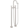 California Faucets San Elijo Floor Mounted Tub Filler with Built-In Diverter - Includes Hand Shower Satin Nickel