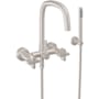 California Faucets San Elijo Wall Mounted Tub Filler with Built-In Diverter - Includes Hand Shower Satin Nickel