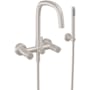California Faucets San Elijo Wall Mounted Tub Filler with Built-In Diverter - Includes Hand Shower Satin Nickel