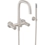 California Faucets San Elijo Wall Mounted Tub Filler with Built-In Diverter - Includes Hand Shower Satin Nickel