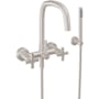 California Faucets San Elijo Wall Mounted Tub Filler with Built-In Diverter - Includes Hand Shower Satin Nickel