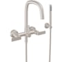 California Faucets San Elijo Wall Mounted Tub Filler with Built-In Diverter - Includes Hand Shower Satin Nickel