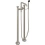 California Faucets Descanso Floor Mounted Tub Filler with Built-In Diverter - Includes Hand Shower Satin Nickel